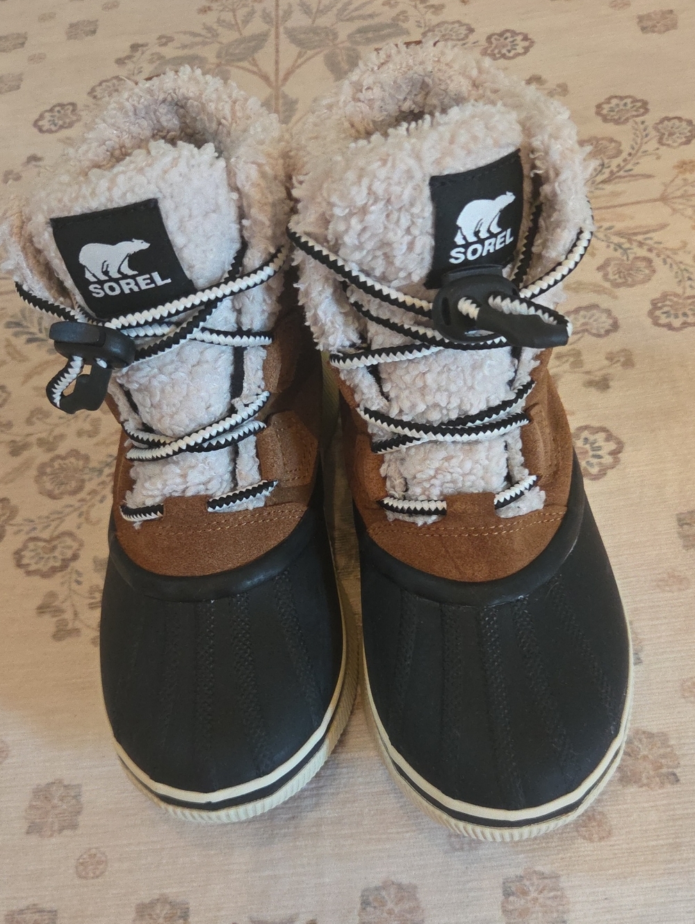 Sorel Kids Brown, Black & Cream Fleece-Lined Winter Boots